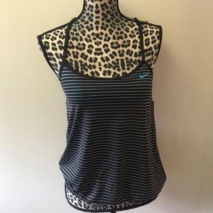 Women's Nike Striped Racerback Tankini Swim Top M